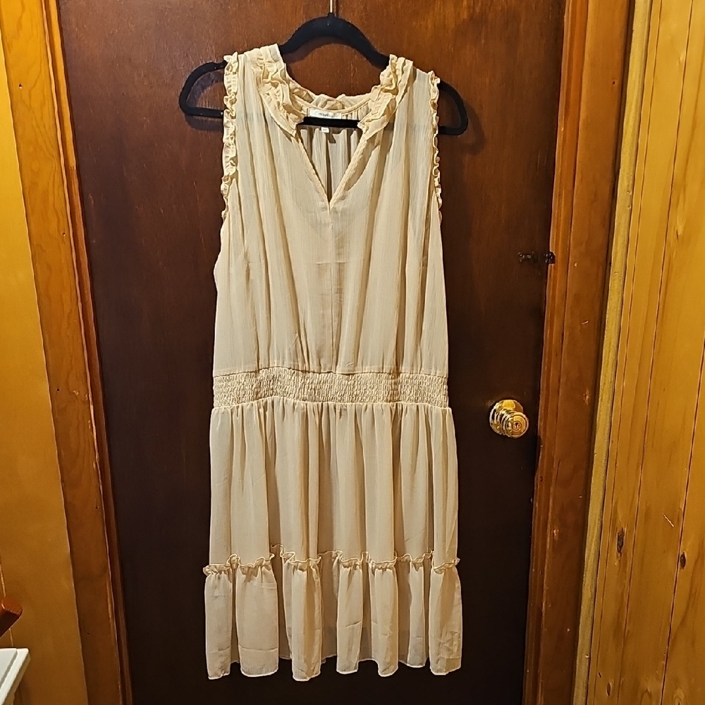 Maurices Cream Ruffled Tie Front Sundress